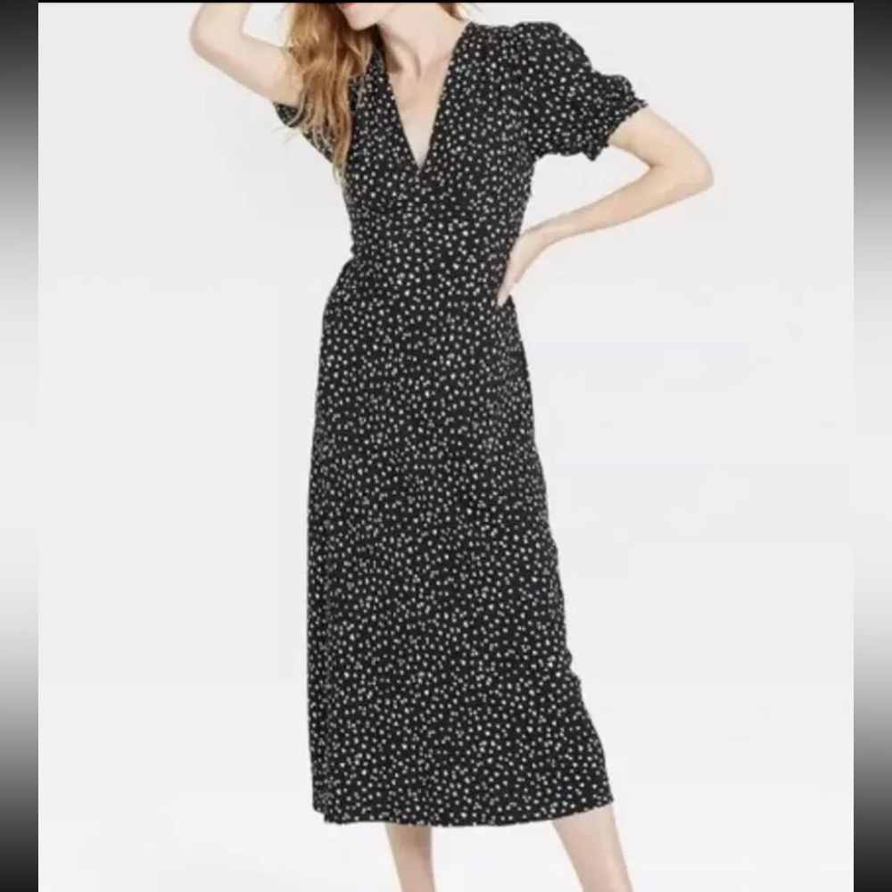 Target / A New Day Black White Hearts Polka Dot Midi Maxi Dress